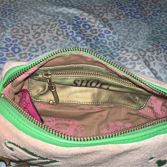 Vintage Rare Green Pink Juicy Couture Barrel Bag Purse Satchel - Terry Cloth - Picture 8 of 10